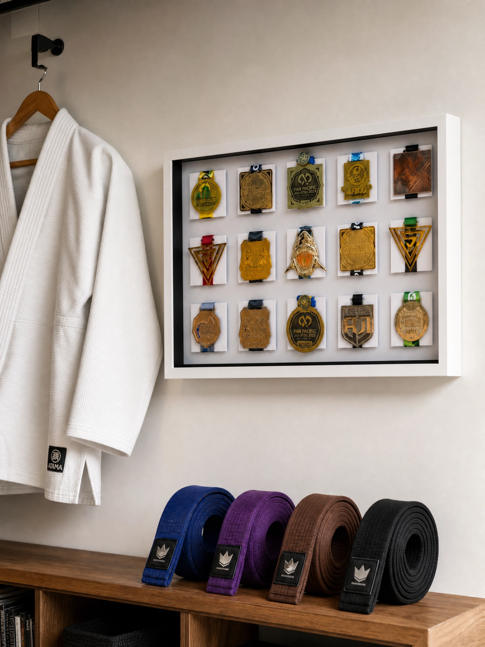 Jiujitsu Medal Display Frame | 15x slots Medal Frame