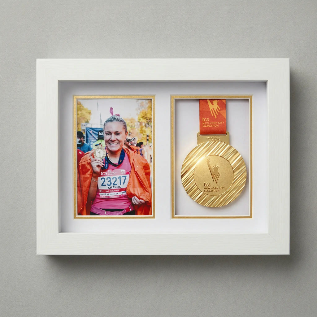 marathon display frame with photo, white