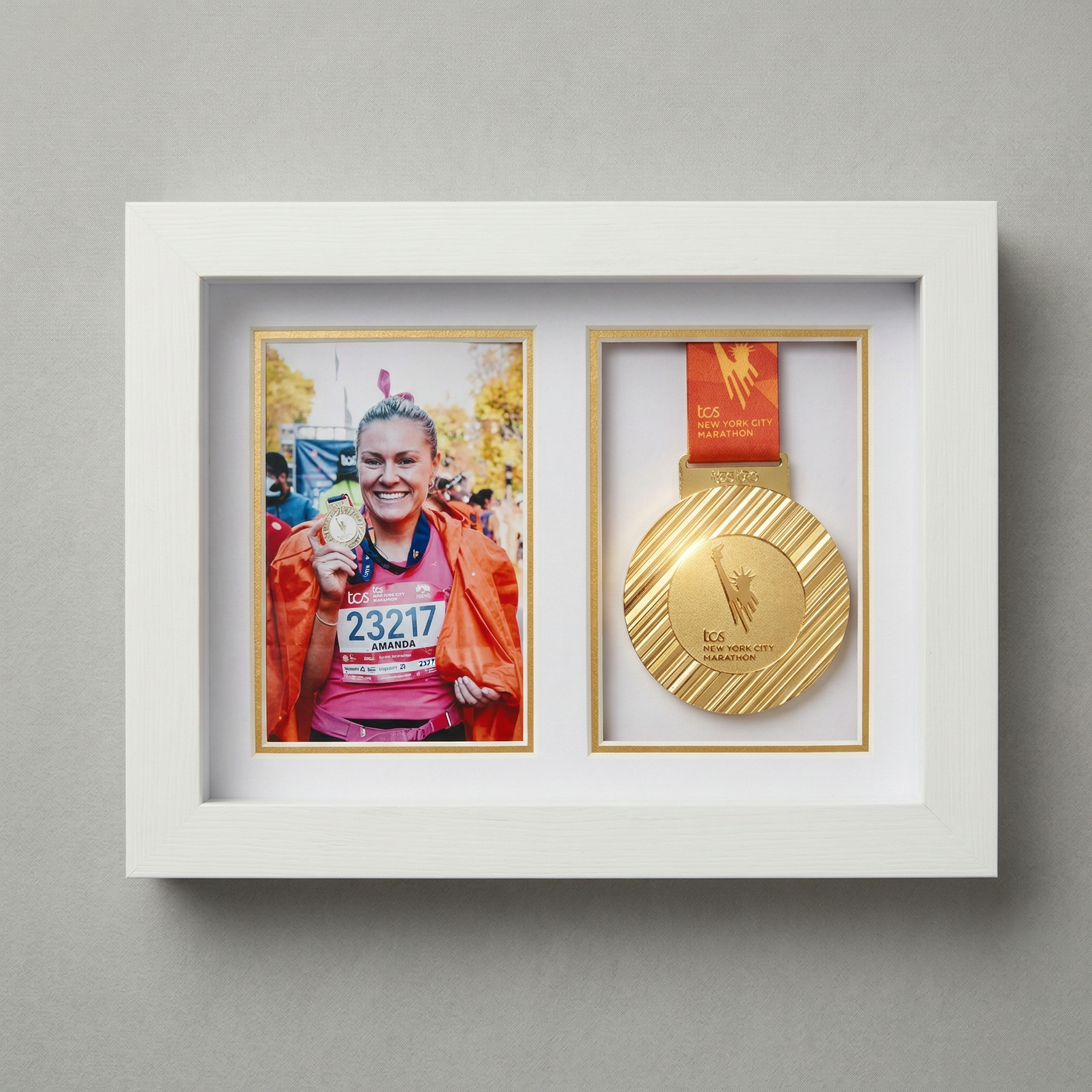marathon display frame with photo, white