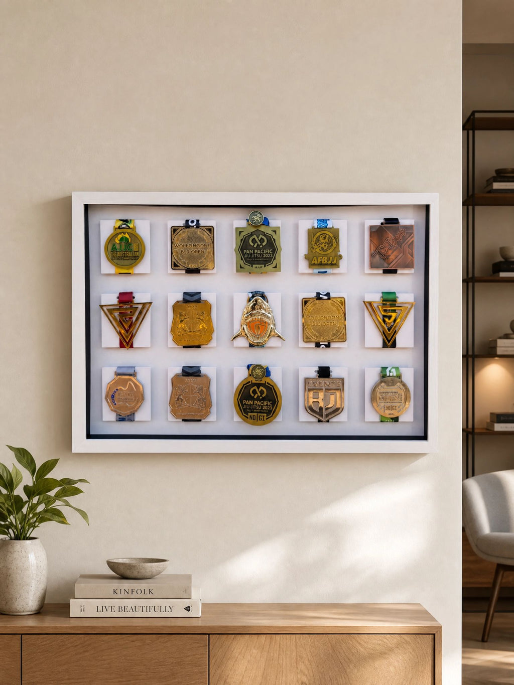Jiujitsu Medal Display Frame | 15x slots Medal Frame